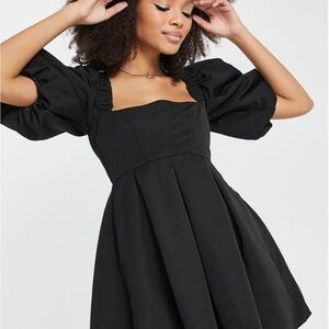 ASOS Black Puff Sleeve Mini Dress